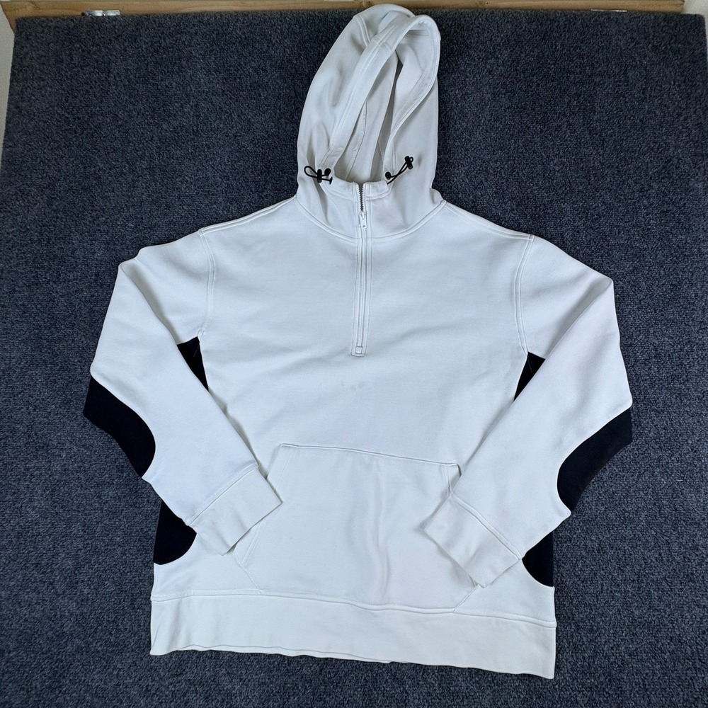Express Bungee Hoodie Mens Large White Black Color Block Cotton Quarter Zip